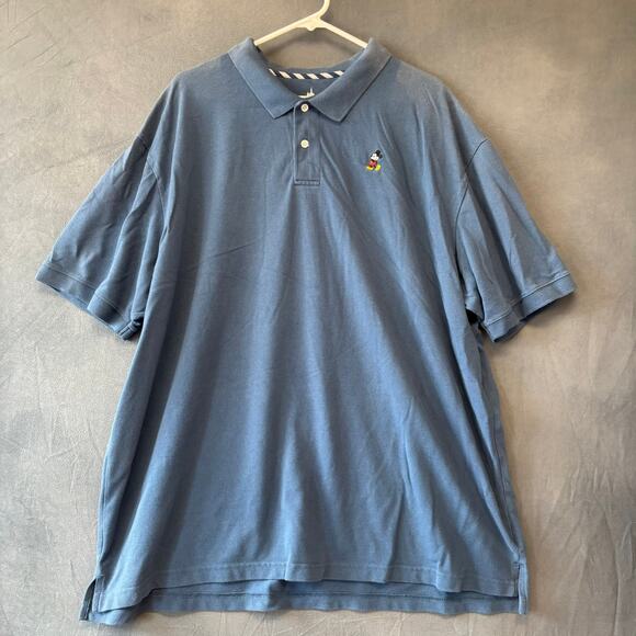 Disney Parks 3XL Polo Shirt Embroidered Mickey Big Tall Waffle Knit Golf Preppy - Picture 1 of 9